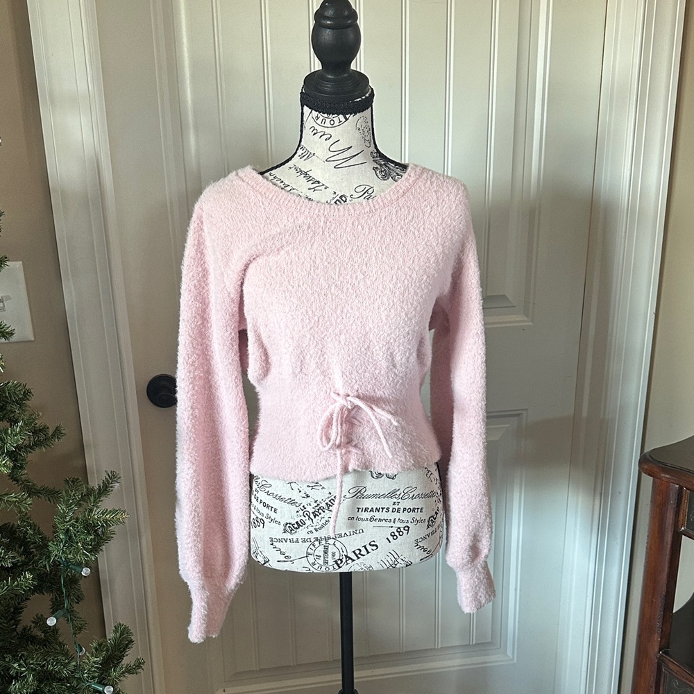 Pink Women's Waist Snug Warm Sweater